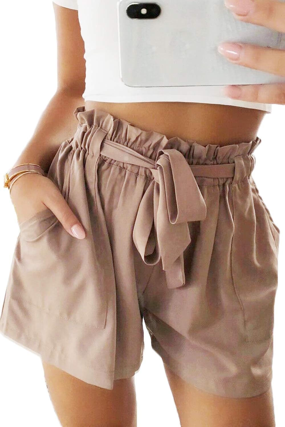 women's elastic waist shorts with pockets