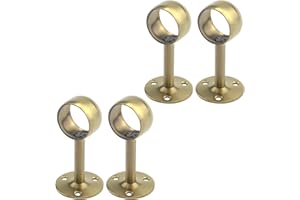 Coshar 4 PCS 1-1/4 Inch(32mm) Dia. Heavy Duty Stainless Steel Shower Curtain Closet Curtain Rod Holder Ceiling-Mounted & Wall-Mounted Bracket Closet Pole Flange Sockets Drapery Rods Supports - Gold