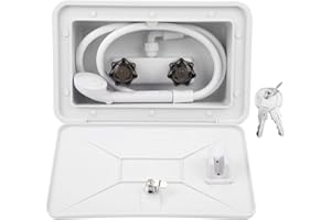 RV Exterior Shower Box Kit, RV Shower Box Hot Cold Switch with 2 Keys, Camper Outdoor Washing Kit Faucet Hose with Shower Hea