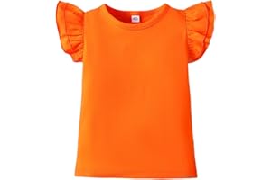 ZFZDRen 12M-7Y Toddler Baby Girls T Shirt Solid Color Blouse Ruffle Top Cotton Casual Tees Plain Shirt