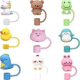 Straw Cover Cap for Stanley Cup, 9pcs 0.4in 10mm Diameter Reusable Dust-Proof Straw Topper Compatible with Simple Modern and Tumbler with Lid and Straws (9pcs animal set)