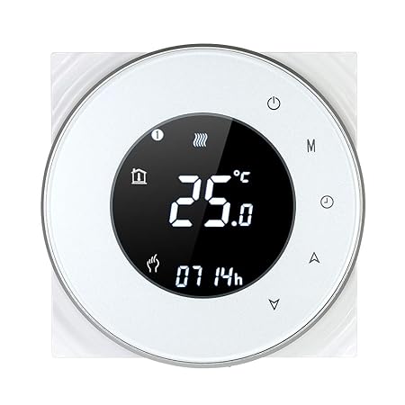 Decdeal Thermostat Wifi Runde LCD Touchscreen Wandthermostat 5A Programmierbare Hintergrundbeleuchtung 0.5 ° C Genauigkeit Sp