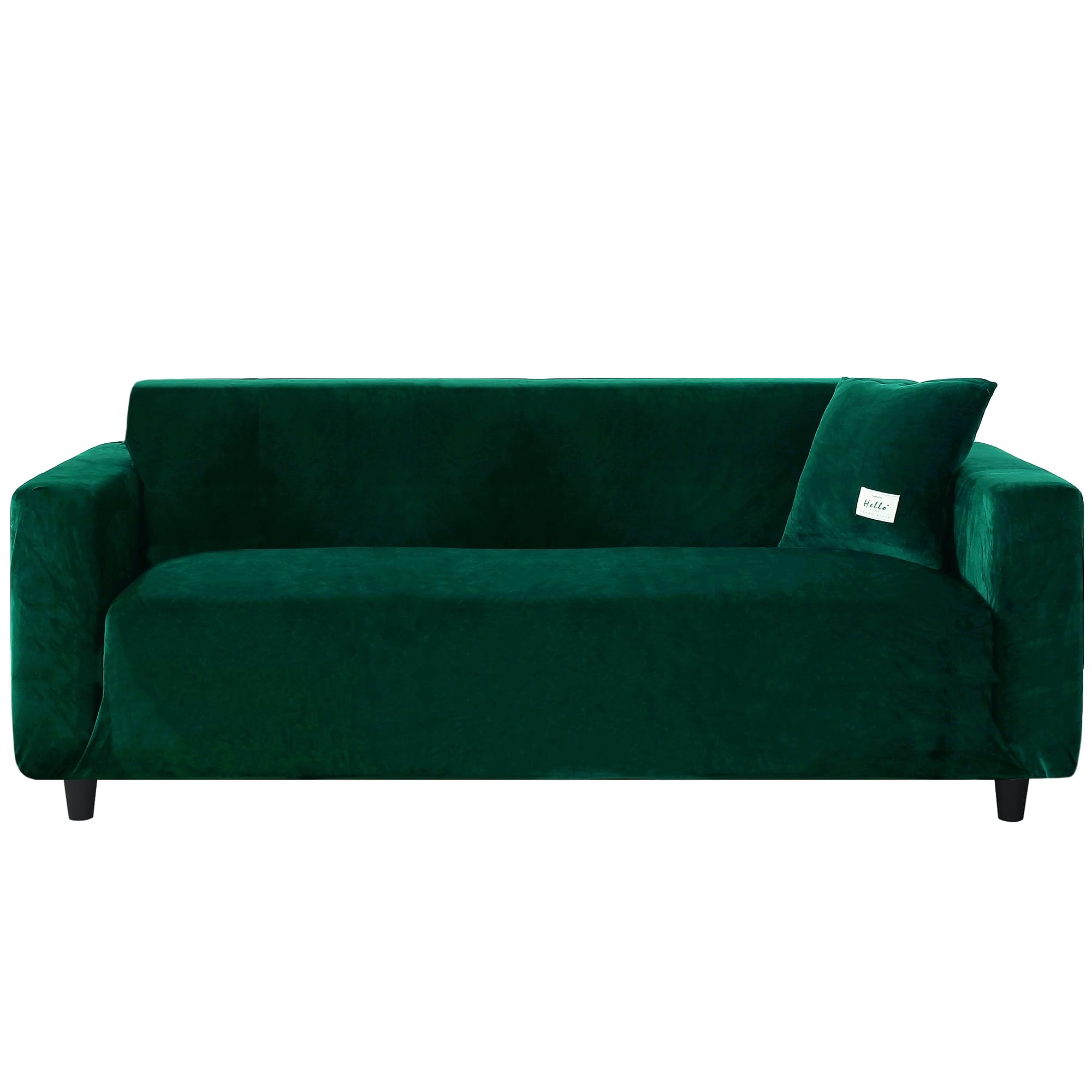 Photo 1 of PENDEJATO Stretch Sofa Slipcover, Soft Velvet Sofa Couch Covers with Pillowcase Furniture Protector for Pets Kids (Medium, Dark Green)