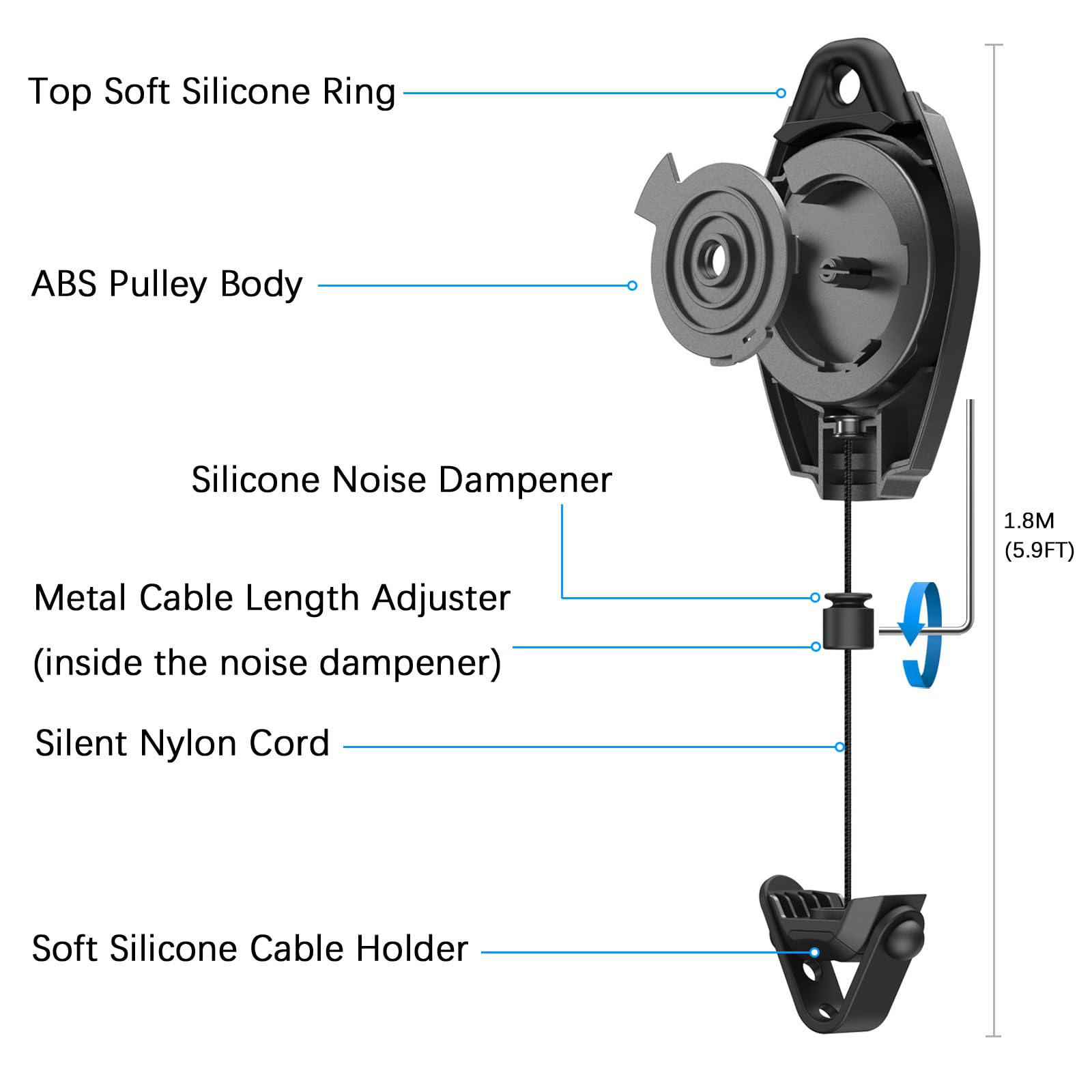 AMVR VR Cable Management System, 6 Packs Ceiling Pulley System Compatible with Meta Quest 3S/3/2/Valve Index/Rift S/PSVR/HTC VR Cord Accessories(VR Link Cable Not Included)