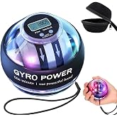 Wrist Power Gyro Ball with Counter, Curaball Torque Ball Hand Exerciser Grip Strength Trainer, Auto-Start Colorful LED Lighting