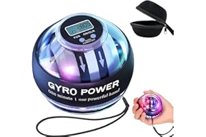 SUMMERLANGUAGE Wrist Power Gyro Ball with Counter, Curaball Torque Ball Hand Exerciser Grip Strength Trainer, Auto-Start Colorful LED Lighting (Black-Colorful Light with Counter)