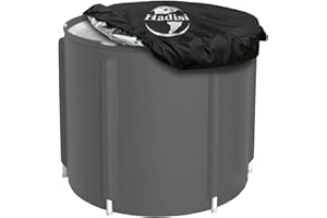 Hadisi Ice Bath Ice Water Therapy Cover with Cold Snap Foil Insulation, 32" Dia x5.9 H Portable Bathtub Cover (Black)