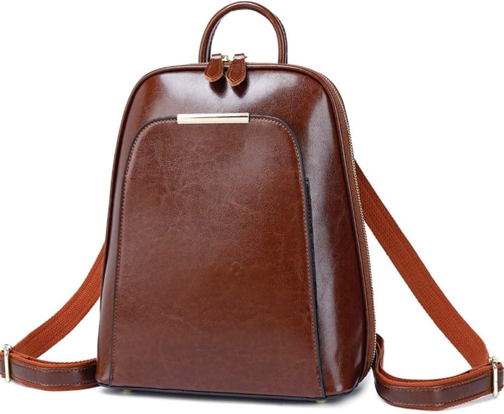 Yikuo Well-Made Ladies Leather Handbags Wax Leather Retro College Backpack Casual Sports Backpack: 26 * 10 * 30cm Beautiful