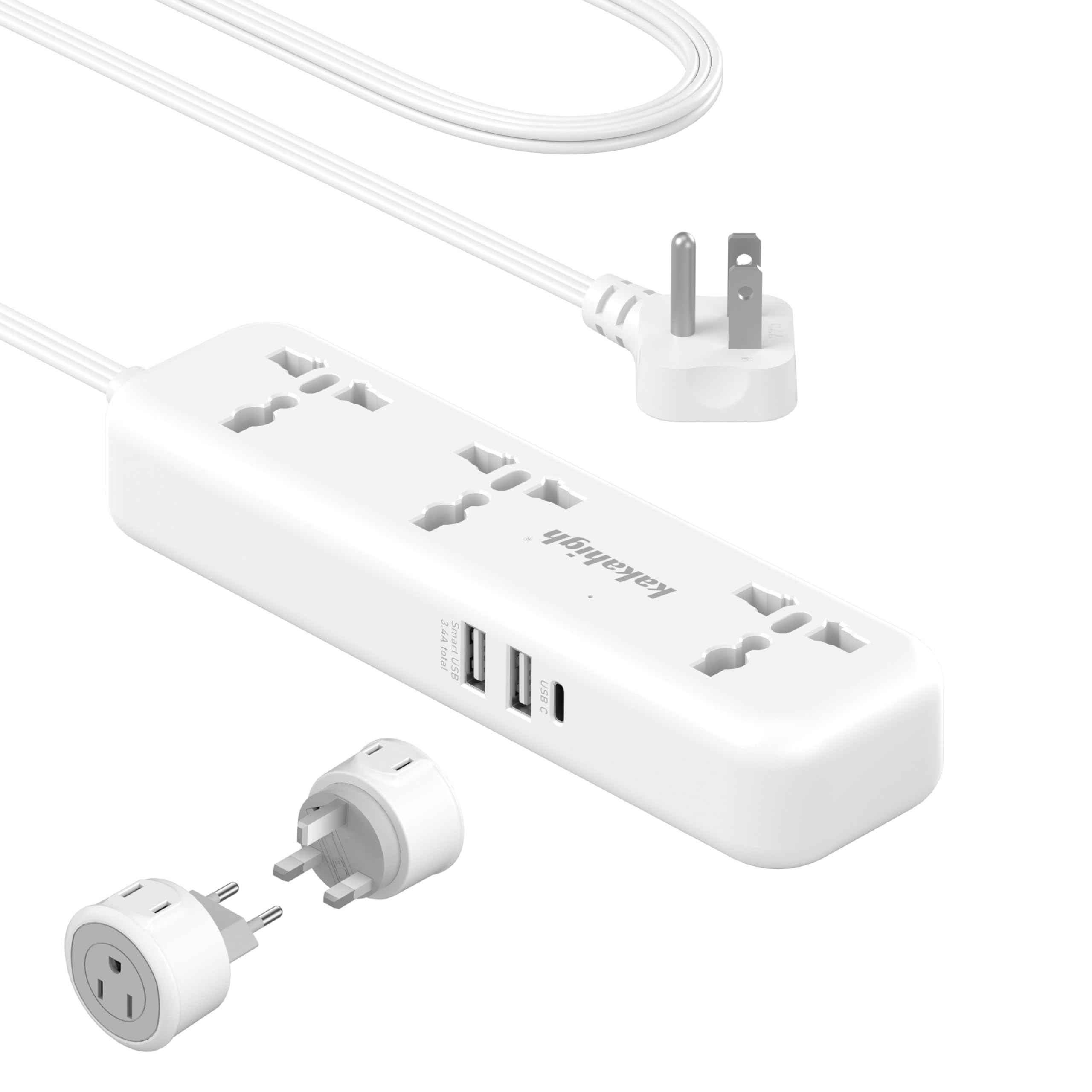 Photo 1 of European Travel Plug Adapter Kit with USB Ports, Universal Extension Cord 5 FT, USA to European, UK Plug Adapter for Travel & Life, Accepts Type A/B/C/D/E/F/G/H/I/J/K/L/N/O Plugs, White