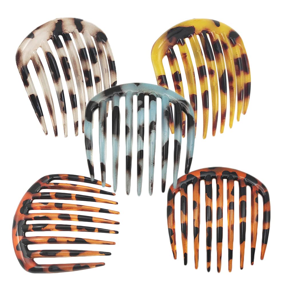 5 Pcs French Twist Comb Retro Celluloid Hair Comb 9 Teeth Non Slip Comb Clips Hair Styling Accessories for Women and Girls Multicolour