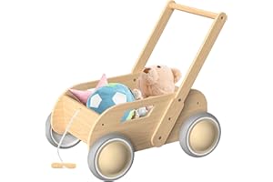 2025 HOMEKOL Wooden Baby Walker, Baby Walker, Adjustable Speed for Boys and Girls, Baby Activity Center, Birthday, Christmas and New Year's Gift, Log Color