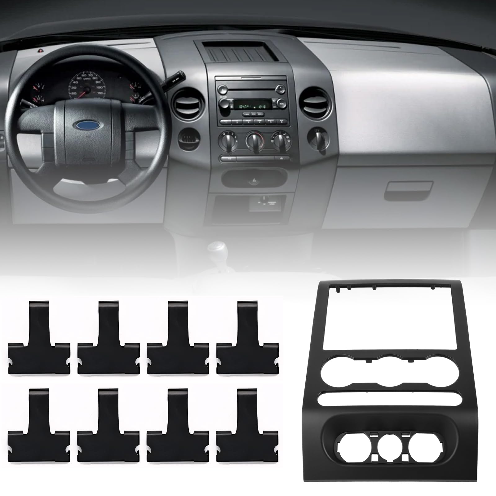 Photo 1 of OKPARZ Compatible for Dash Radio Bezel Center Trim Panel 2004 2005 2006 2007 2008 Ford F-150 F150 4L3Z-1504302-AAA