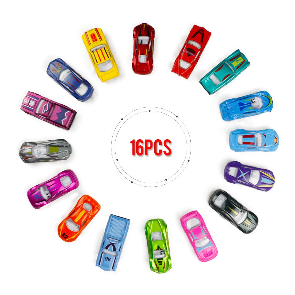 Metall Spielzeugauto Set 16PCS Modellautos 1:64 Fahrzeugmodell für Kinder Alter 3 4 5