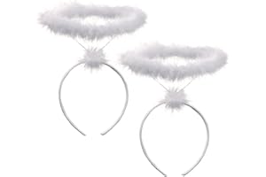 Funcredible White Angel Halo Headbands - Halloween Headbands - Feathered Angel Halos - Angel Costume Accessories - Angel Costume for Women, Men and Kids