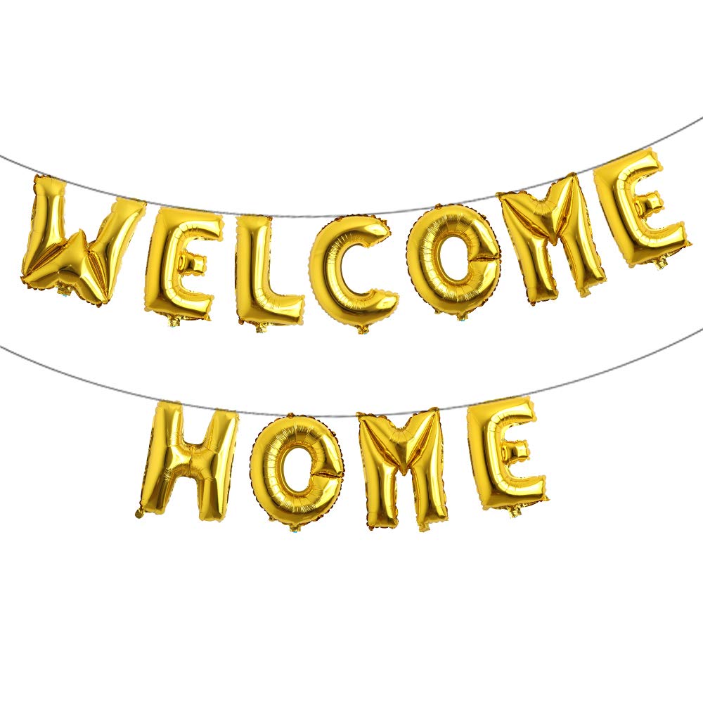 Photo 1 of 16 inch Welcome Home Balloon Banner Style Balloons Foil Letter Balloon Anniversary Celebration Party Decorations (WELCOME HOME GOLD)