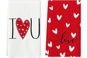 Artoid Mode Red I Love You Valentine's Day Kitchen Towels Dish Towels, 18x26 Inch Seasonal Decoration Hand Towels Set of 2