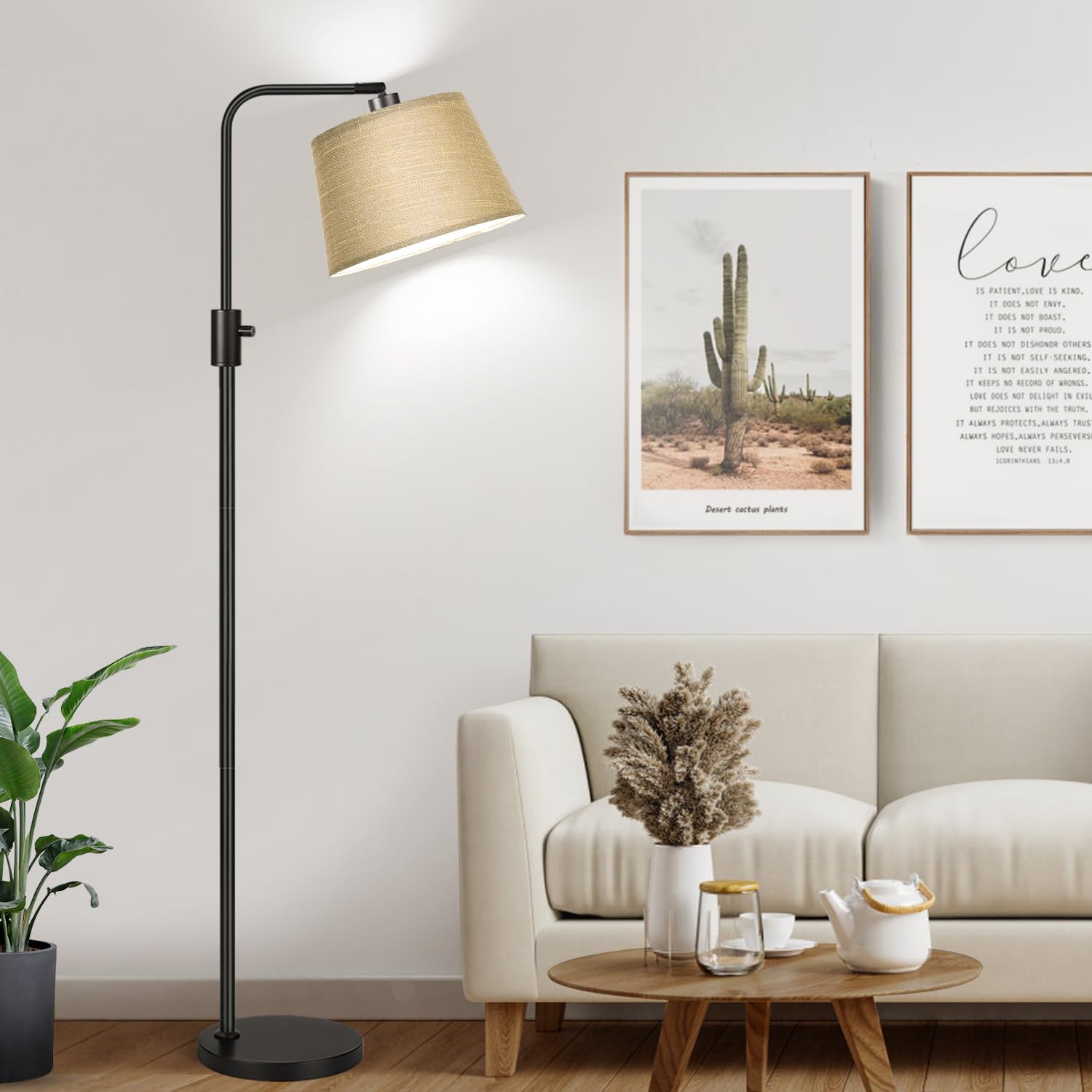 Photo 1 of Nintiue Dimmable Floor Lamp, 1000 LM LED Edison Bulb Included, Arc Floor Lamps for Living Room Modern Standing Lamp Tall Lamps for Living Room Bedroom-Champagne