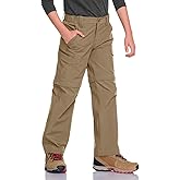 CQR Kids Youth Hiking Cargo Pants, UPF 50+ Quick Dry Convertible Zip Off Pants, Outdoor Camping Pants