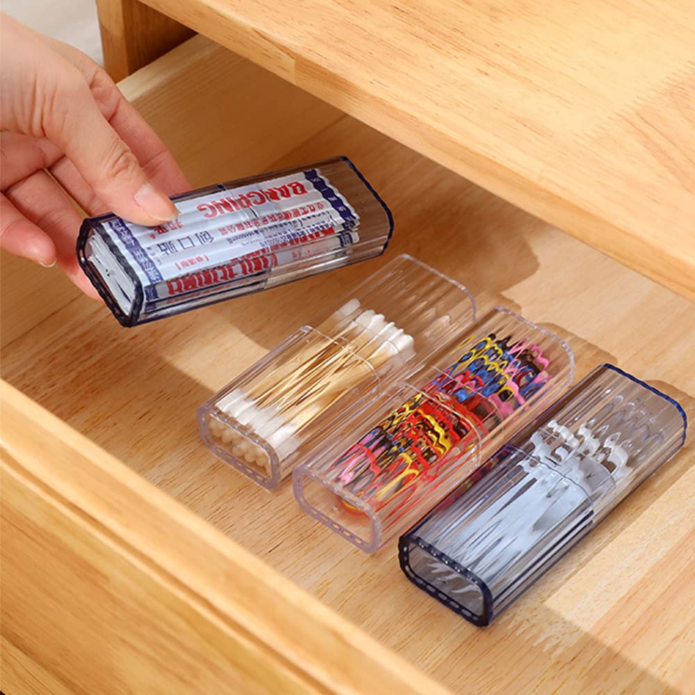 4 Pcs Cotton Swab Holder for Travel Mini Travel Swab Case Cotton Swab Box for Makeup Sponge Cotton Swabs Hair Ties Floss Cosmetics Makeup Bedroom Travel