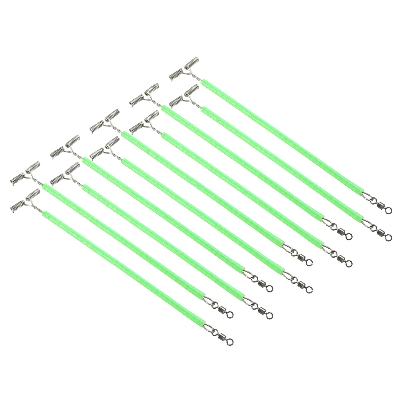 PATIKIL 6.5" Fishing Lure Line Wire Leader Trace, 50 Pcs Luminous Tube Fishing Rigs 3-Way Arm Fishing Line Connector for Fishing Rigs Extension, Green