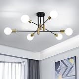 Comely Sputnik Ceiling Light 6 Light E27 Black Gold Modern Chandelier view 9