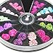Nail Art,Putars Fashion 3D Rose Flower Nail Art Charm Beads Colorful Resin Nail Tips Manicure Wheel Multicolor (A)