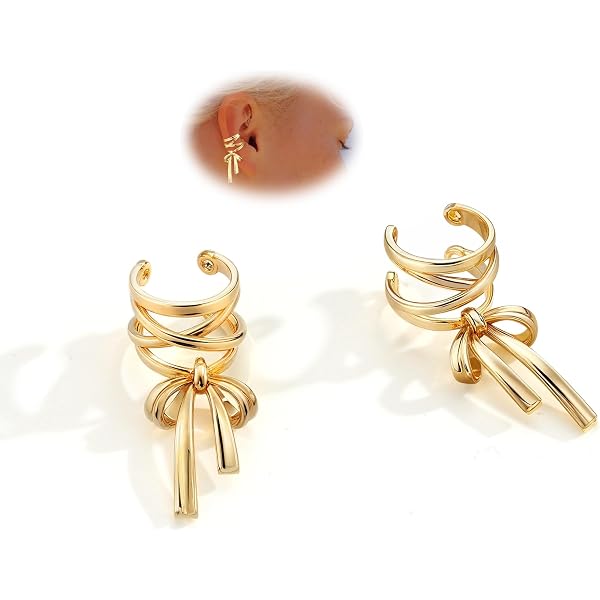 Ear Cuff Earrings For Women – 3 Pack Cubic Zirconia Hoop Huggie Ear Cuffs, Non-Piercing Clip-On Style