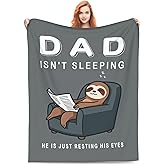 QDVXZA Funny Dad Blanket, Dad is Not Sleeping Sloth Blanket, Dads Birthday Gifts for Fathers Day from Daughter Son, Super Soft Throws Blanket for Couch Bed Home Decor 60"x50"