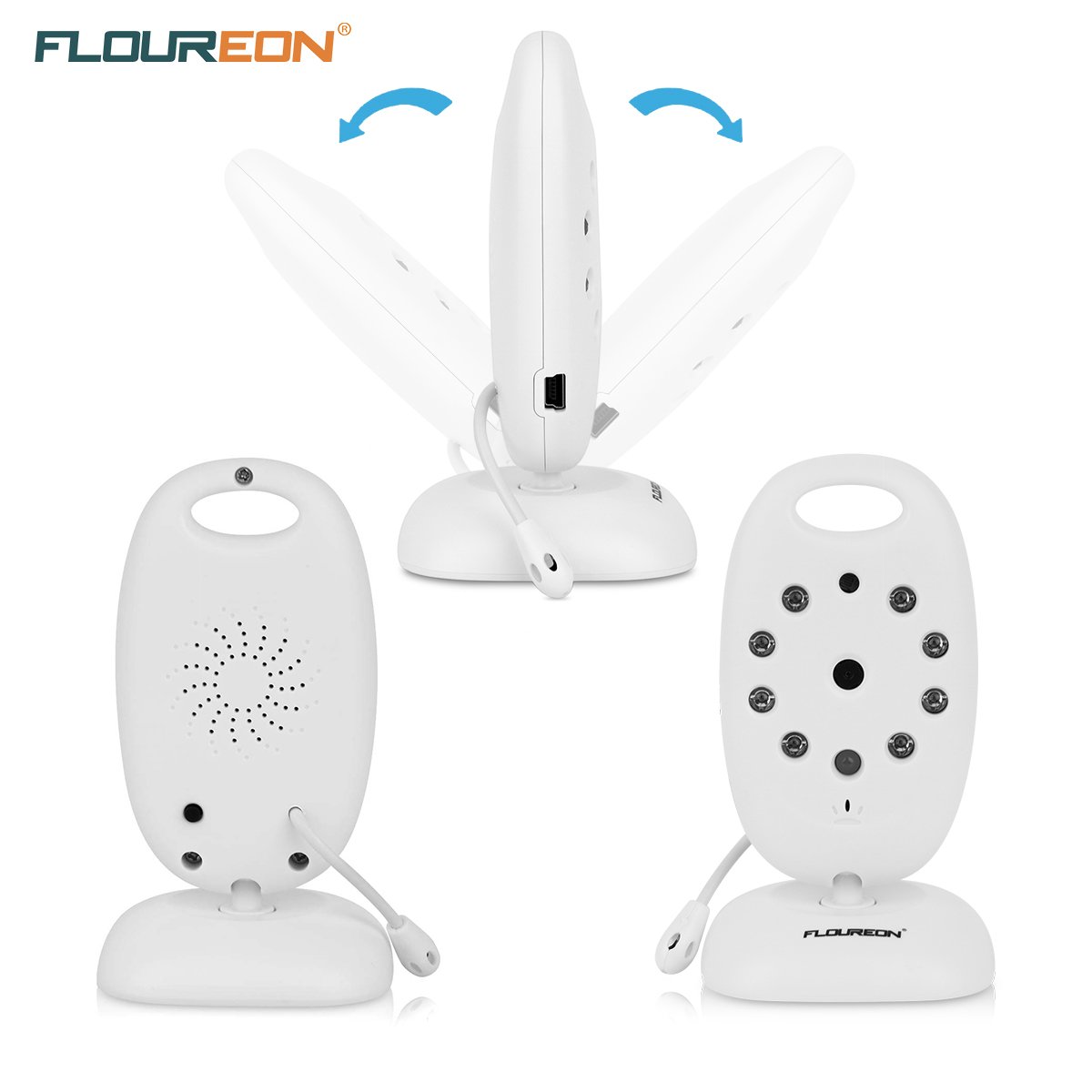 FLOUREON Wireless Baby Monitor Camera Bambini Videosorveglianza Sicurezza, Interfono, Visione Notturna, Monitoraggio Temperatura, LCD Display