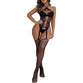 Sesiwadbe Woman Lingerie Tights Fishnet Body Stockings Mini Top Pantyhose Dancer Outfits
