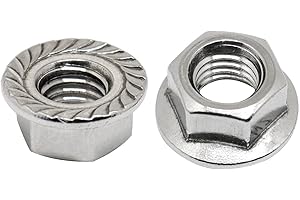 YuGtcen M10 x 1.5mm 30PCS Flange Nut Thread Hardware Nuts, 304 Stainless Steel Serrated Flange Metric Hex Flange Nuts Bright Finish (30pcs)