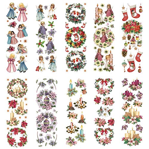 Ideen mit Herz Transparent stickers, 10 sheets of 10 cm x 30 cm, colourful stickers for crafts and decorating (angel and Christmas floristry)