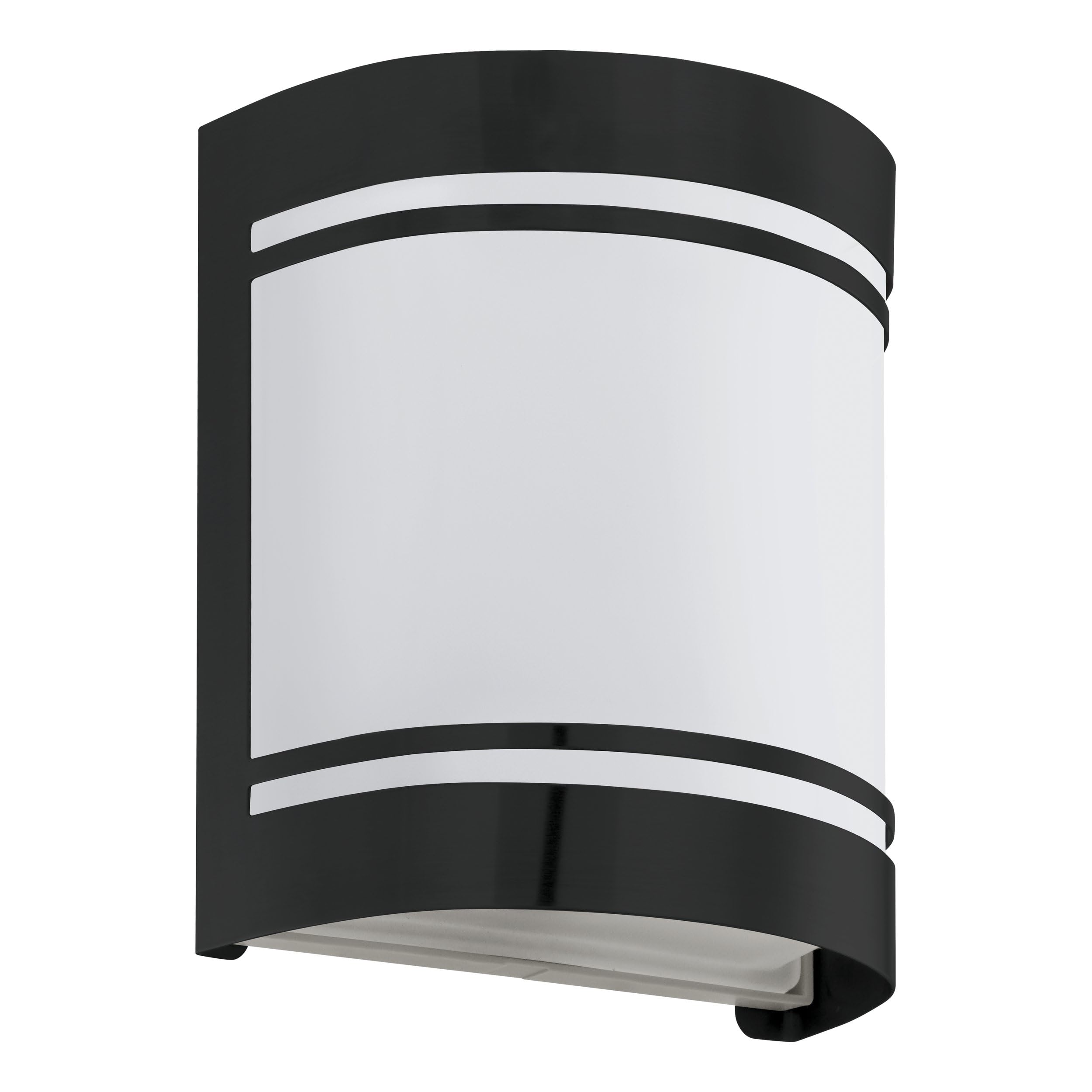 EGLO Outdoor Wall Light Cerno, External Porch Lighting, Waterproof Outside Lamp Made of Black Galvanized Steel and White Satinised Glass, E27 Socket, IP44