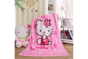 UROOSIRO Blanket Cartoon Cat Pharae Blanket Soft Warm Printing Blanket Sleeping Travel Office Supplies Elderly Kids (Larqe(55 in x 39 in)(Pink)