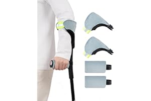 Forearm Crutch Pads and Hand Grip Covers Set (4 Piece) for Open Cuff Crutches - Reflective Strip, Comfort Cushioning, Non-Sli