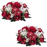 Inweder Flower Balls Centerpieces for Tables: 2 PCS Red Roses Flowers for Centerpieces Floral Arrangements Centerpiece for Wedding Party Celebration Home