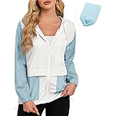 American Trends Lightweight Rain Jacket Women with Hood Packable Waterproof Rain Coats Womens Colorblock Anorak Windbreaker