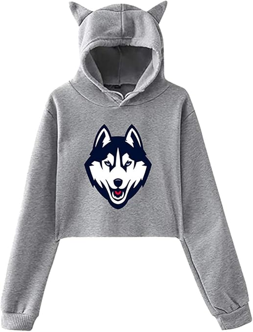 Siberian Husky Women Cat Ear Sweatshirt Hoodie Hoodie Crop Top Amazon