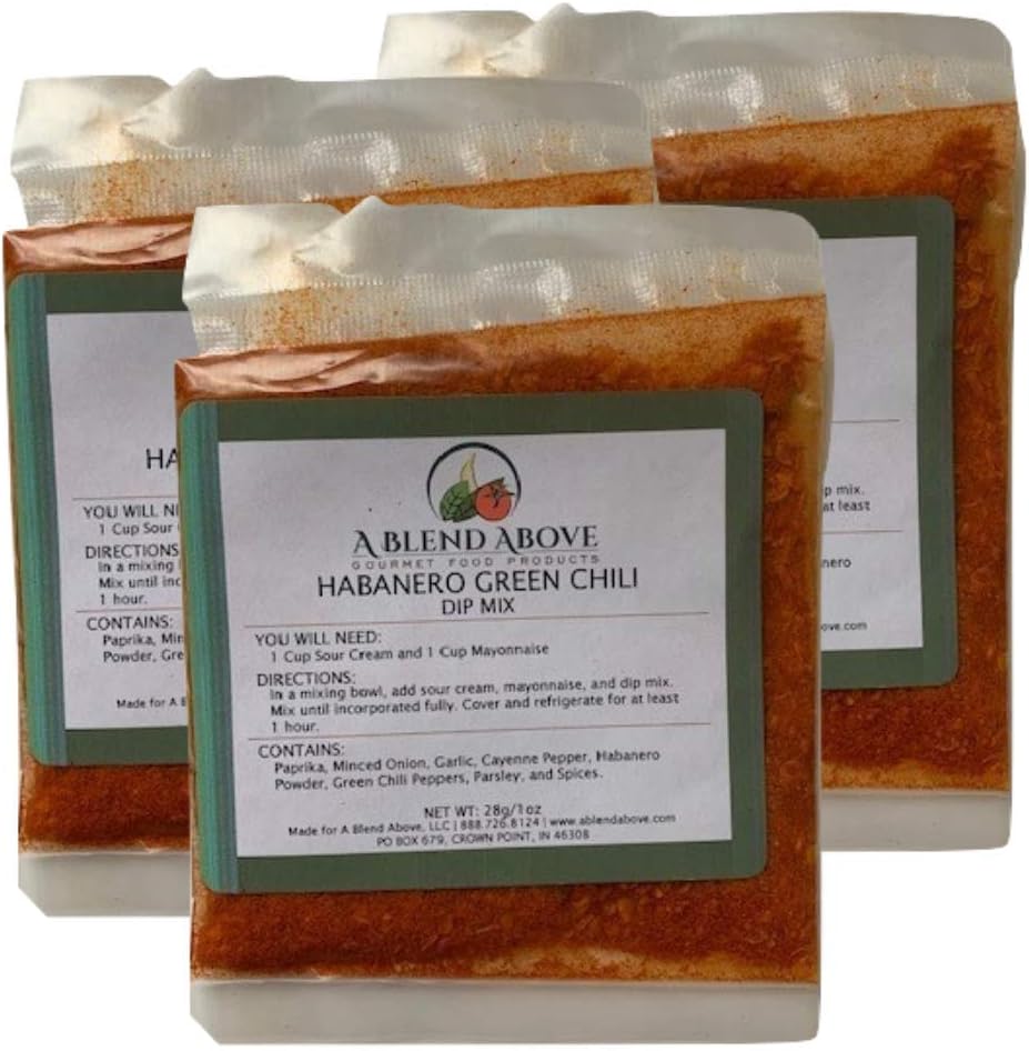 A Blend Above Habanero Green Chili Dip Mix Mixed Seasonings Packet, 1 oz (3 Pack)