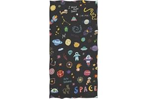 Naanle Doodles Cartoon Space Planets Cosmonauts Stars Pattern Soft Bath Towel Large Guest Hand Towels Multipurpose for Bathroom, Hotel, Gym and Spa (16" x 30",Floral)
