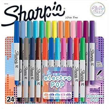 Sharpie Electro Pop Permanent Markers, Ultra Fine Point, Assorted Colors, 24 Count