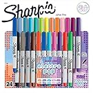 Sharpie Electro Pop Permanent Markers, Ultra Fine Point, Assorted Colors, 24 Count