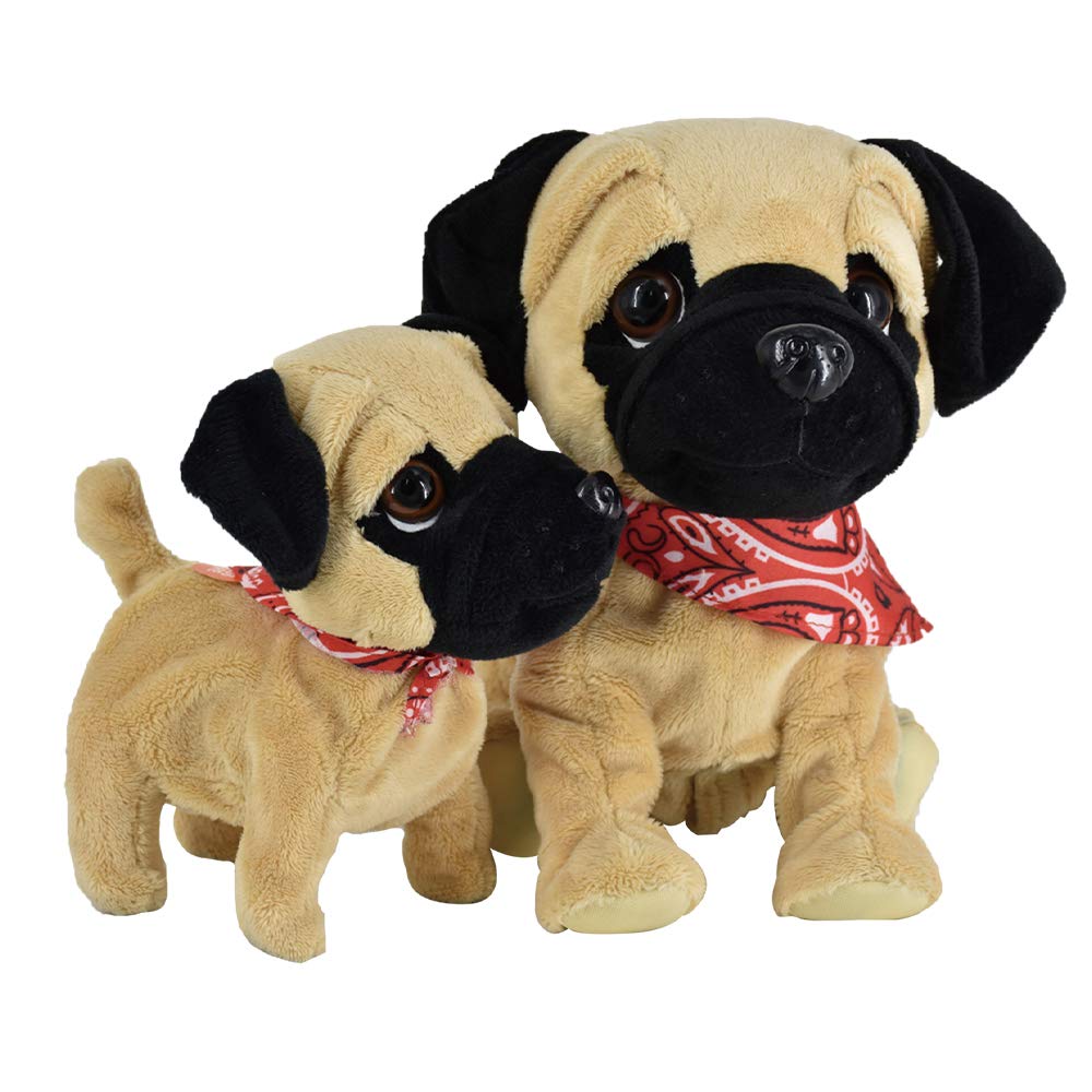 WEofferwhatYOUwant Pug Daddy & Puppy – Interactive Plush Dog Toys with Touch & Clap Activation – 8 Tricks, Real Sounds & Movement – Safe Electronic Pets for Toddlers Ages 18+ Months