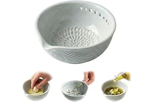 Handmade Ceramic Garlic Grater Plate & Herb Stripper Bowl – 3-in-1 Tool for Grinding Ginger, Zest & Dipping Oils – Artisan St