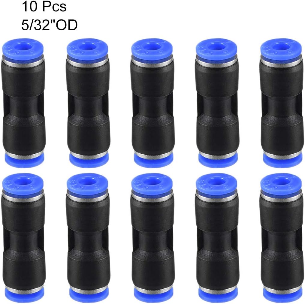 sourcing map Plastic Straight Union Push to Connect Tube Fitting 4mm OD Push Fit Lock Blue 10pcs, Black,blue,black Blue - Image 4