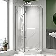 ACE DECOR Corner Shower Enclosure 35.56" D x 35.56" W x 72" H Frameless Neo-Angle Shower Enclosure, 1/4" (6mm) Clear SGCC Tempered Glass, Pivot Shower Door in Chrome Finish