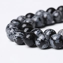Natural Snowflake Obsidian Beads Round Loose Stone