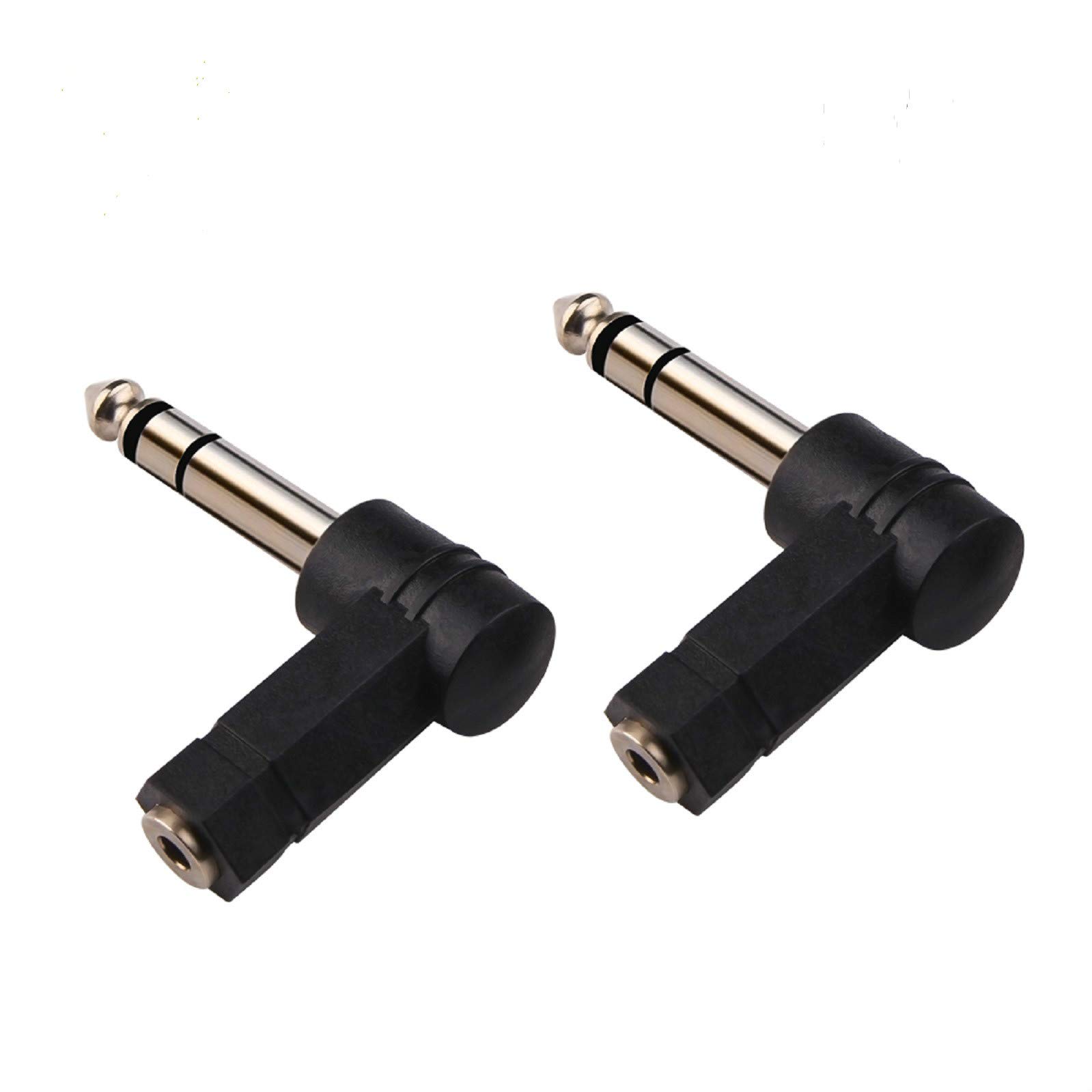 BrightBlue 1/4 Inch TRS to 3.5mm Right Angle Adapter,6.35mm male to 3.5mm female 90 degree Stereo Headphone Audio Adaptor Converter Connector