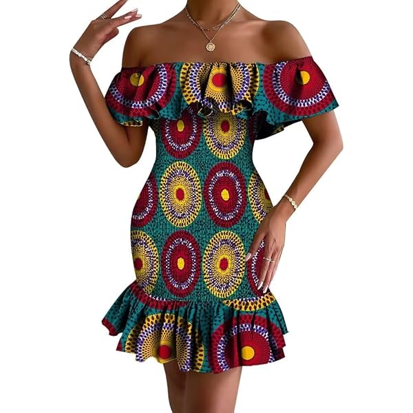 iooiooi African Dashiki Dresses for Women Ankara Print Short Sleeve One Shoulder  Knee-Length Fashion Dress at Amazon Women's Clothing store
