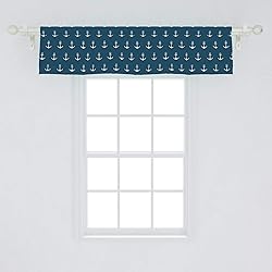 Ambesonne Anchor Window Valance, Nautical Pattern